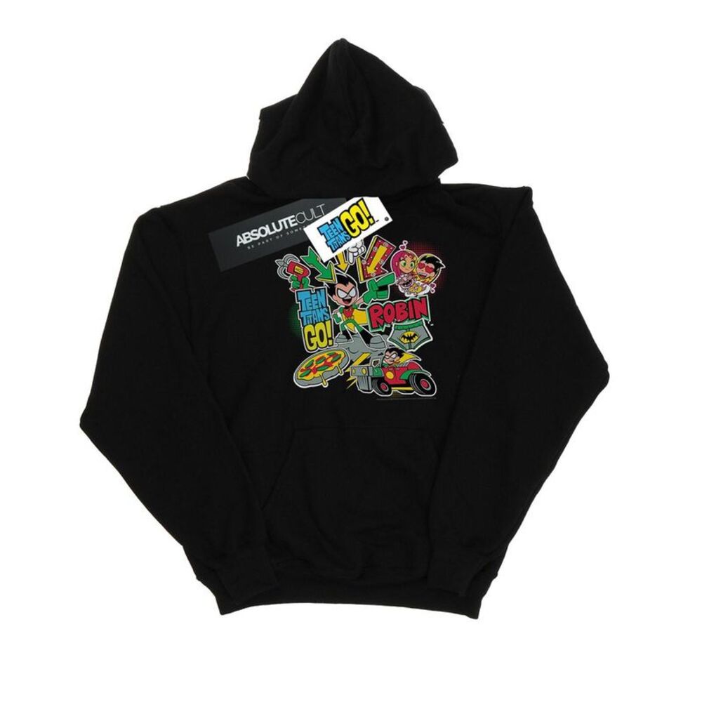 DC Comics Mens Teen Titans Go Robin Montage Hoodie / Black